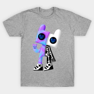 Half Skull Cat Hi Doodle T-Shirt